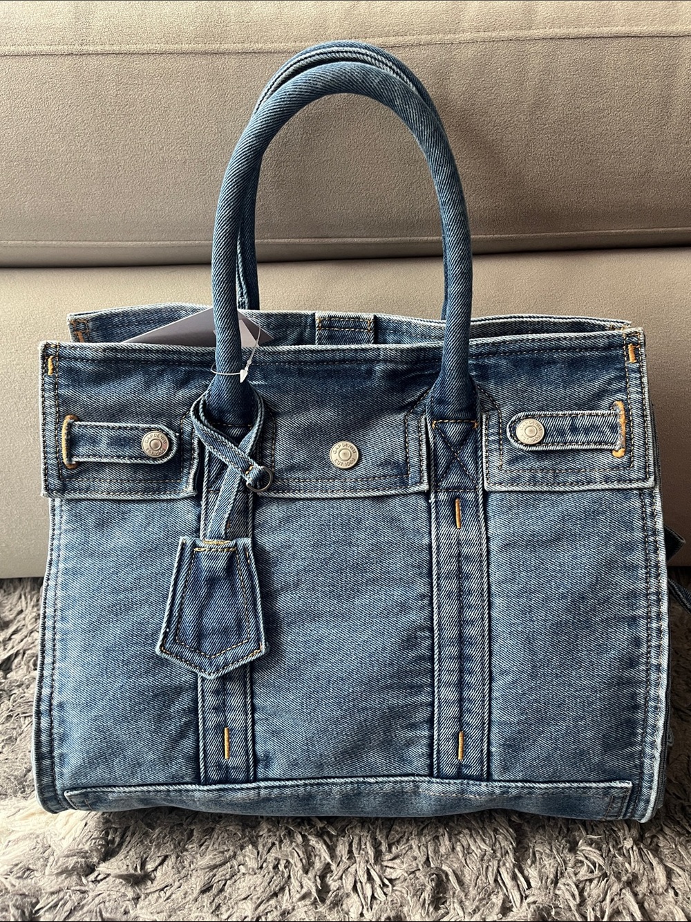GAP denim five pocket tote bag. Standard size. Medium wash. New with tags.